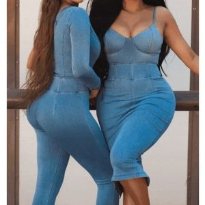 NWT Jluxlabel Nat & Liv Long Denim Highwaisted Skirt